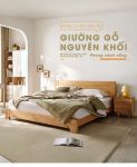Giường gỗ Bắc Âu phòng ngủ đơn giản, hiện đại, chắc chắn | QuanU